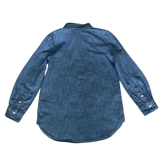 Polo Ralph Lauren Blue Girls Shirt Chambray Ruffled Denim Button Down Size 6 - Picture 2 of 8